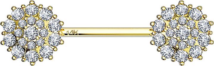 Produktbild Star Piercing Barbell 14k gold Kristall gepflasterte Blume silber (ohne Messing, 14k Gold)