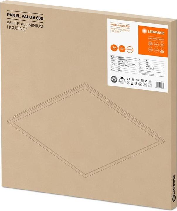 Image du produit Ledvance 36W Panel VALUE 600, 595x595mm, 4000K, blanc (3600 lm)