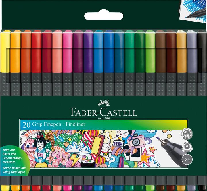 Produktbild Faber-Castell Fineliner Grip Set (Mehrfarbig, 20 x)