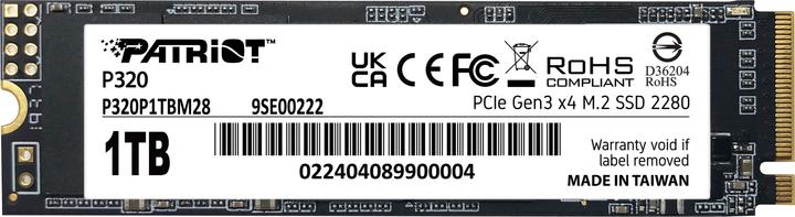 Nutritional values and ingredients Patriot SSD Viper P320 M.2 PCI-Ex4 NVMe 1TB 3GB/s (1000 GB, M.2 2280)