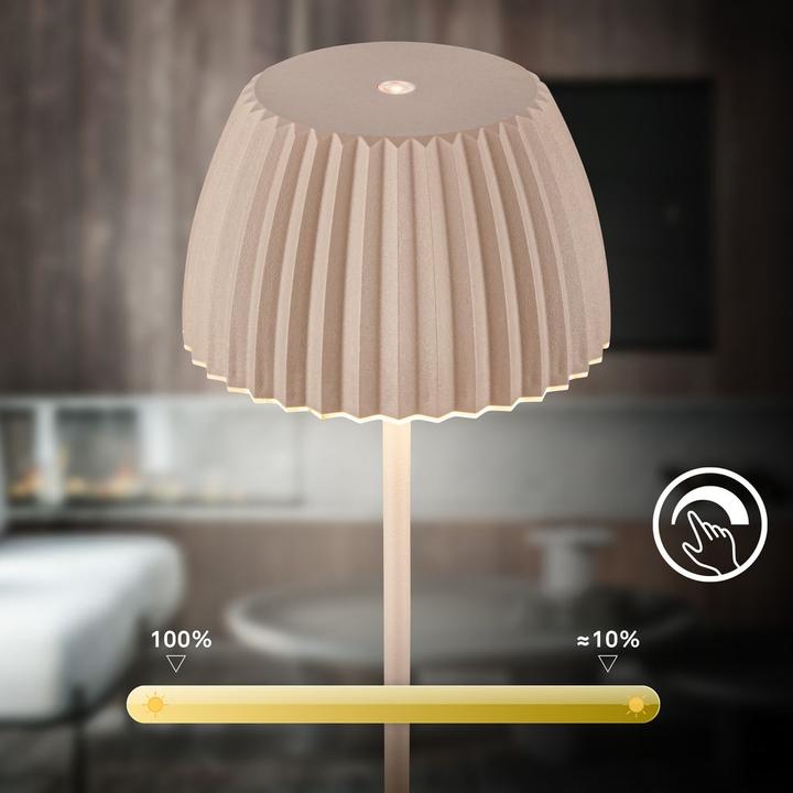 Immagine prodotto Briloner Brilo unplugged RIFFLE Akku Tischleuchte mit Lichtkante - Beige (200 lm)