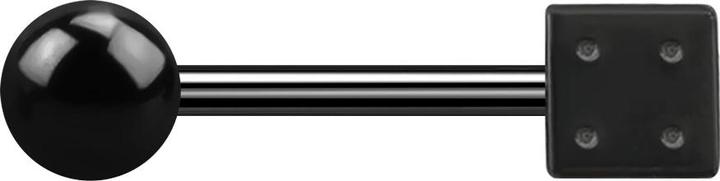 Produktbild Star Piercing Barbell schwarz mit Kugel und Würfel (ohne Messing, Chirurgenstahl 316L)