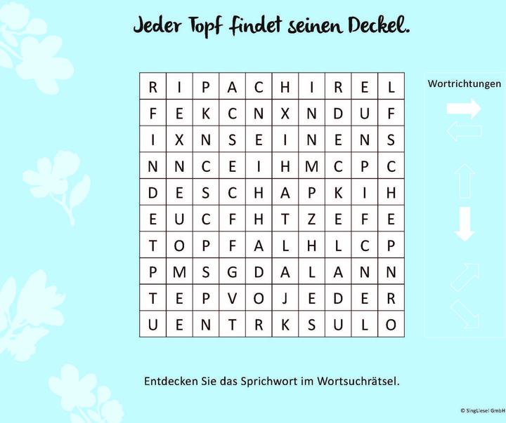 Produktbild Wortsuchrätsel für Senioren mit vertrauten und beliebten Sprichwörtern. Grossdruck (Deutsch, Linus, Paul, 2022)