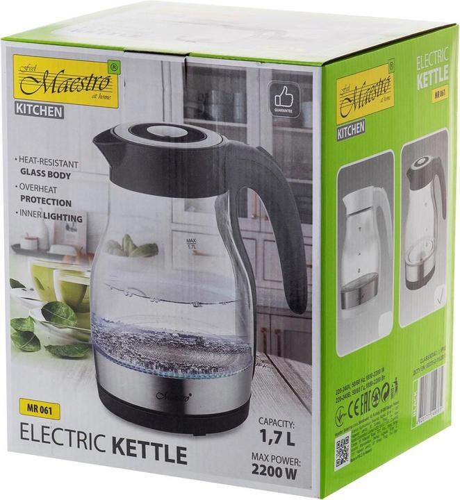 Immagine prodotto Maestro Bollitore Elettrico Mr-061 Nero (1.70 l, Spina UE)