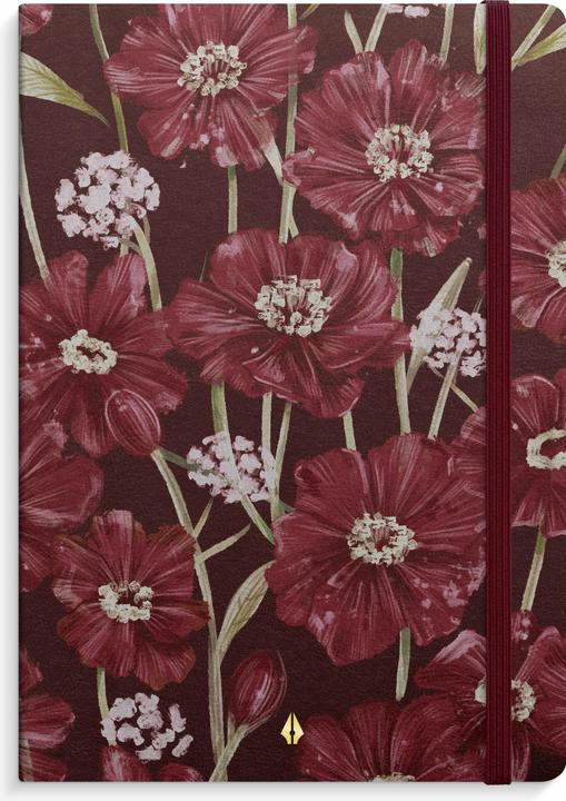 Burde Notizbuch Deluxe A5 burgundy flower (A5, Liniert)