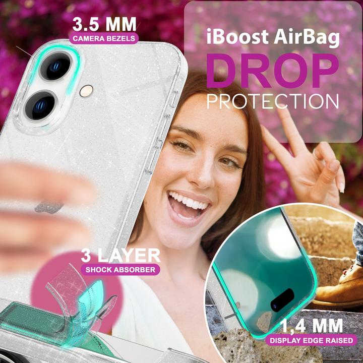 Immagine prodotto Nalia Copertura in silicone trasparente con glitter (Apple iPhone 16)