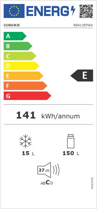 Energie-Label Gorenje RB413EPW4 Stand-Kühlschrank mit Gefrierfach - weiss (165 l)