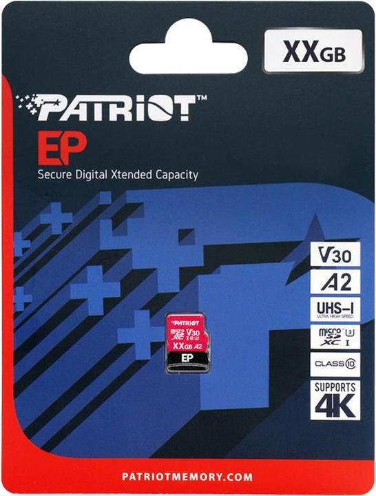 Produktbild Patriot EP A2 Speicherkarte 256 GB MicroSDXC V30 U3 Klasse 10 (PEF256GEP32MCX) (256 GB, microSDXC, U3)