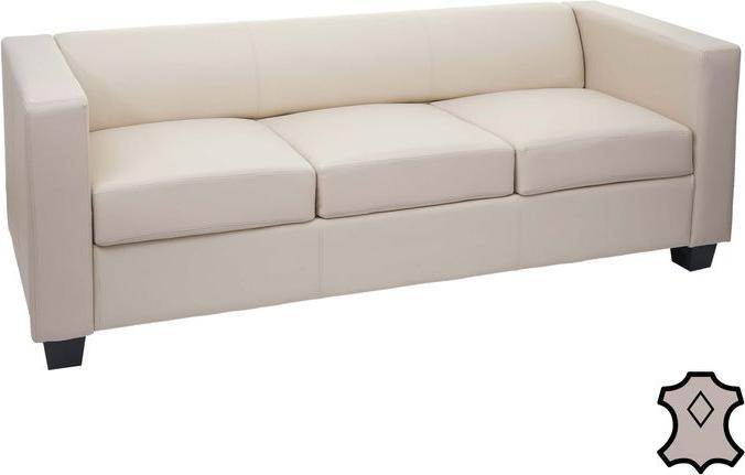 Produktbild Mendler 3er Sofa Couch Loungesofa Lille - Leder, creme (3-Sitzer)