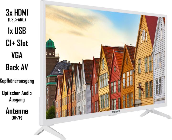 Actual product image Telefunken XF32SN550SD-W 32-inch TV / Smart TV (Full HD, HDR, triple tuner, DVD player) - Ink (32", LED, Full HD, 2024)
