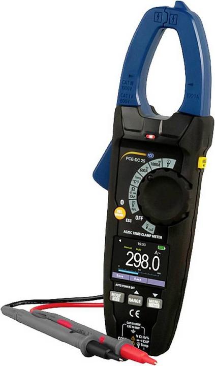 1x Ammeter PCE-DC 25 1x Pair of measuring leads 1x Thermocouple type-K 1x Thermocouple adapter 3x 1.5 V AAA battery 1x Carrying bag 1x Operating instructions