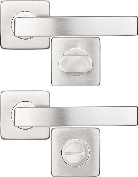 Immagine prodotto AGT Porta in acciaio inox per bagno e WC, 2 maniglie e rosette, angolare (Set di porte)
