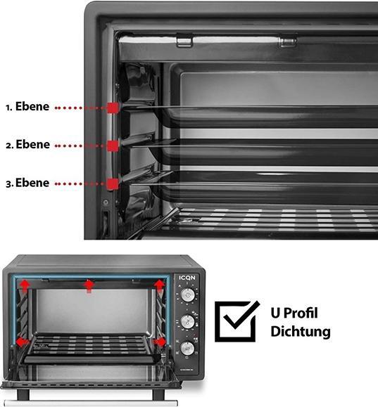 Produktbild Icqn 42 Liter Minibackofen, Anthrazit