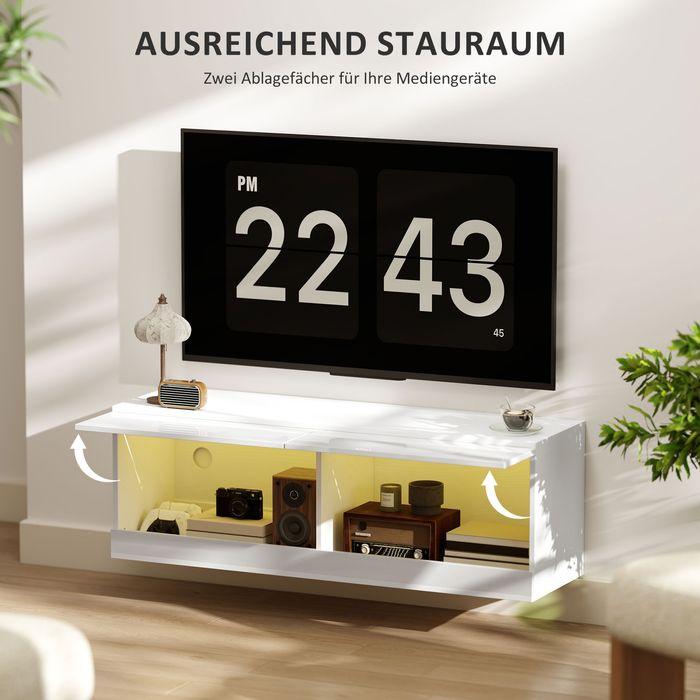 Immagine prodotto Swisshandel24 TV-Hängeschrank mit LED-Beleuchtung, TV-Schrank 120 x 35 x 40,5 cm Hochglanzweiss