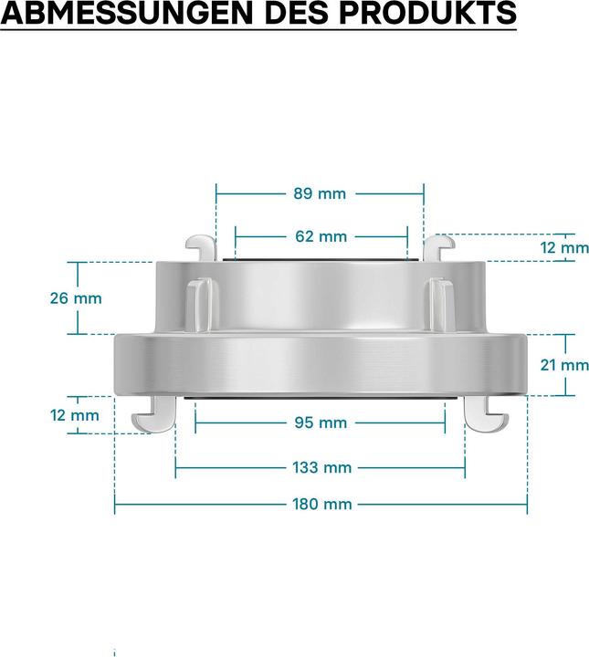 Immagine prodotto Wiltec Riduzione Storz da A/133 mm a B/75 mm, alluminio (Aggancio, 110 mm)