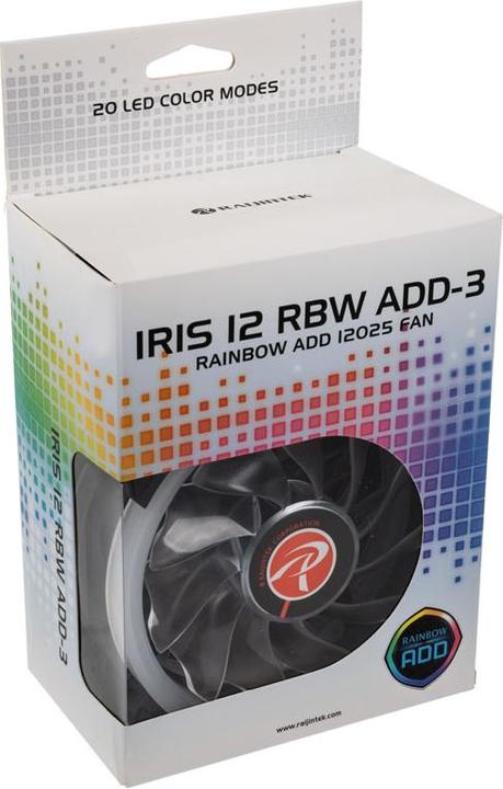 Actual product image Raijintek Iris 12 Rainbow A-RGB LED fan, set of 3 incl. controller (120 mm, 3 x)