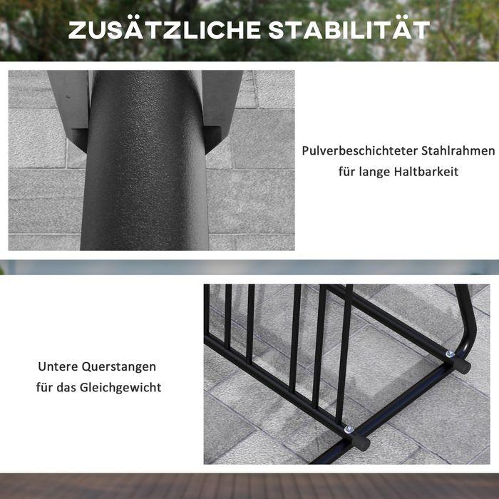 Produktbild Swisshandel24 Fahrradständer für 4 Fahrräder, wetterbeständig, zusätzliche Halterung, 155x100x75cm, Schwarz