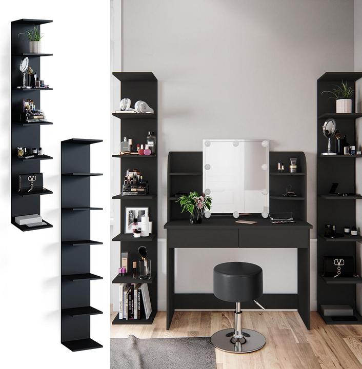 Produktbild Vicco Wandregal Paolo, Schwarz, 28 x 190 cm 2er Set