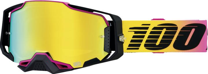 100% Goggles Armega 91 -Mirror Gold Lens (weiss-schwarz-pink, Mirror Gold)