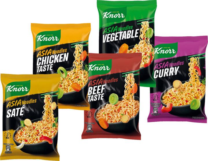 Immagine prodotto Knorr Asia Noodles Beef Taste bustina, spuntino asiatico di noodles istantanei, preparato in soli 3 minuti (70 g)