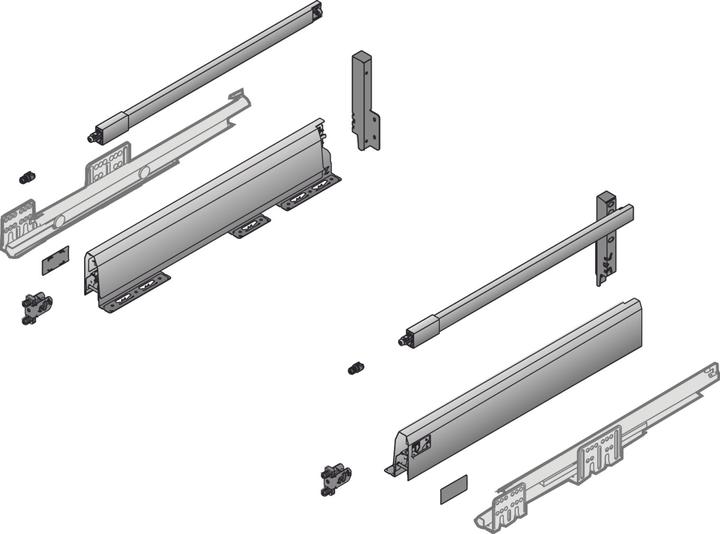 Hettich Frontschubkasten Komplett-Set ArciTech 94/186, mit Längsreling