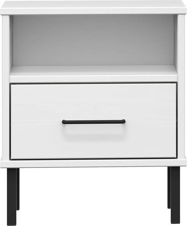 Actual product image VidaXL Nachttisch OSLO mit Metallbeinen Weiss Massivholz