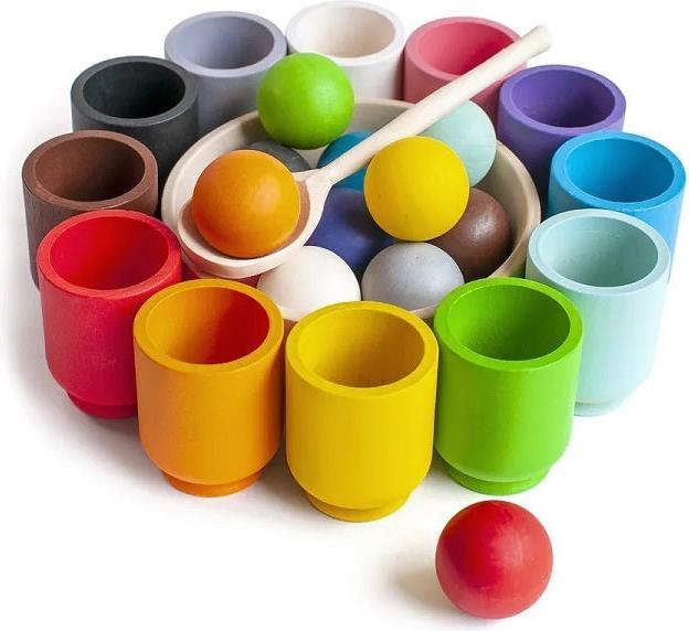 Activity Board Waldorf Education, Waldorf Toys, wooden toys for children - Colourful Sorting Cups