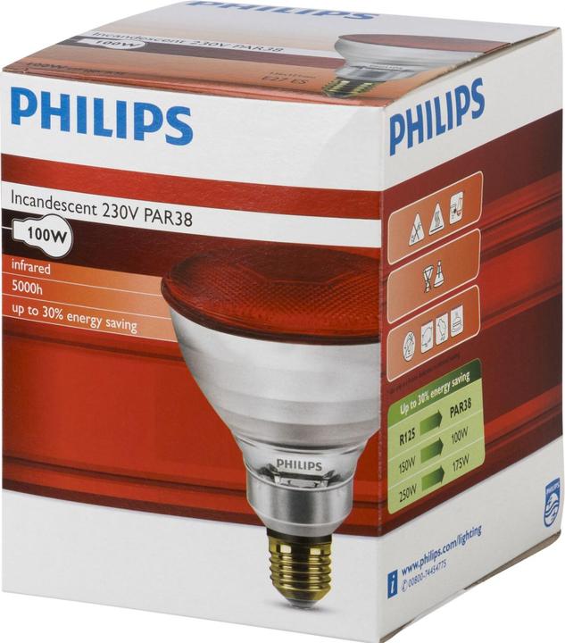 Philips Infrarotheizung 100W InfraRed PAR-38IR rot (100 W)
