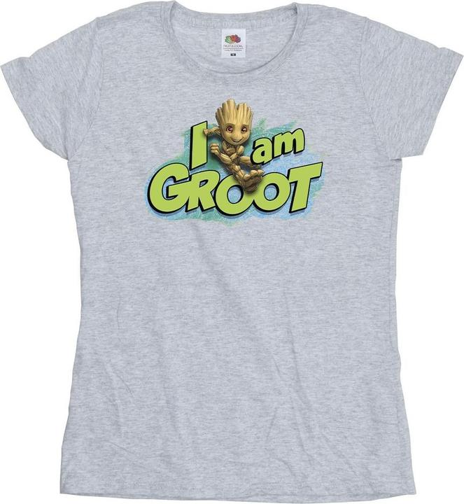 Actual product image Womens/Ladies Guardians Of The Galaxy I Am Groot Jumping Cotton T-Shirt (XXL)