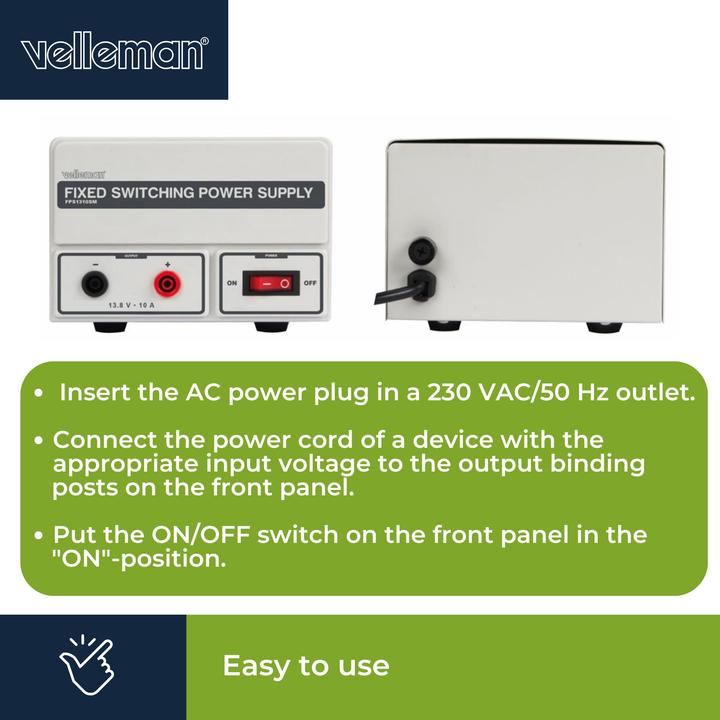 Produktbild Velleman NETZGER?T - FESTSPANNUNG - 13.8 VDC / 10 A - SCHALTNETZTEIL
