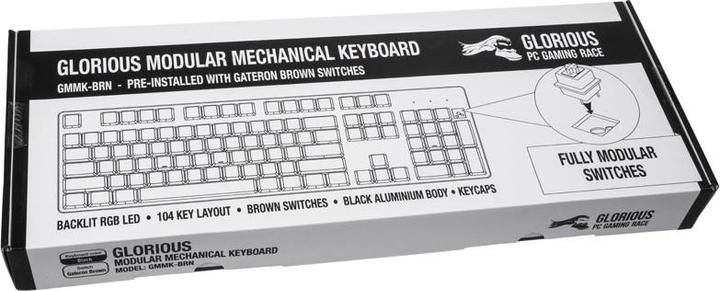 Actual product image Glorious PC Gaming Race GMMK-BRN-V2 full size, ANSI US standards, Gateron Brown Switch (US, Cable)