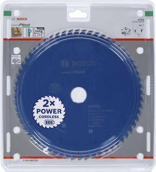 Image du produit Bosch Professional Zubehör Lame de scie circulaire Expert pour le bois, 254 x 2,1/1,6 x 30, 60 dents