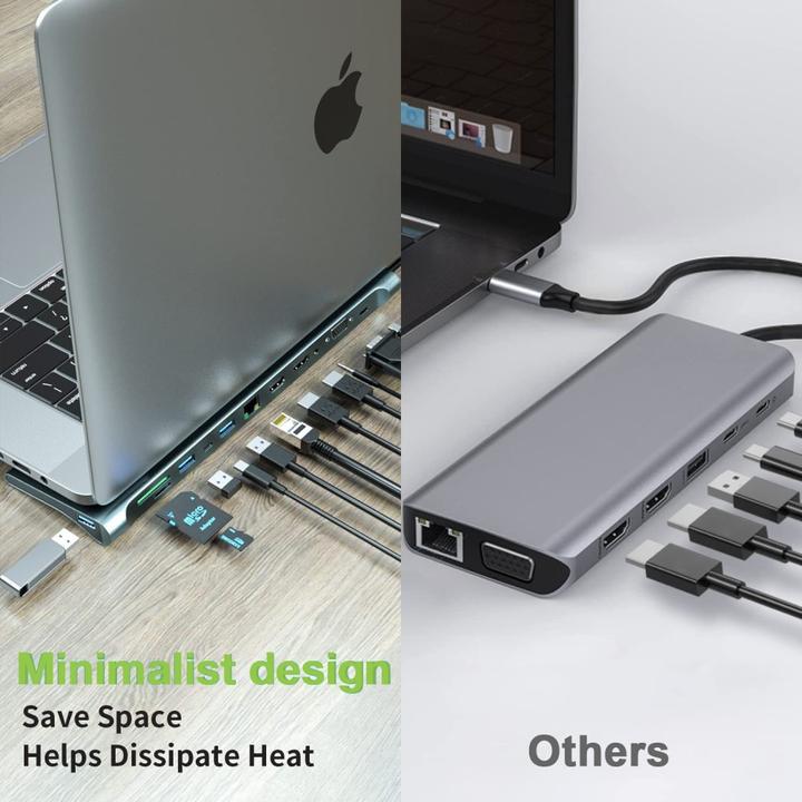 Productafbeelding Techly Docking Station USB-C-12-in-1 (USB-C, 1 Havens)