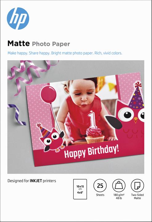 HP Matte Photo Paper (180 g/m², 10 x 15 cm, 25 x)