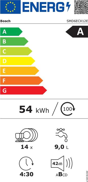 Energie-Label Bosch Hausgeräte Serie 6 SMD6ECX12E