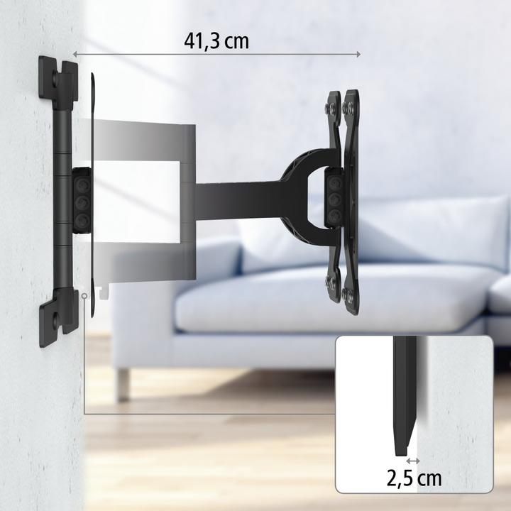 Actual product image Hama TV wall mount, swivelling, tilting, extra flat, 165 cm (65") up to 30 kg (Wall, 65", 30 kg)