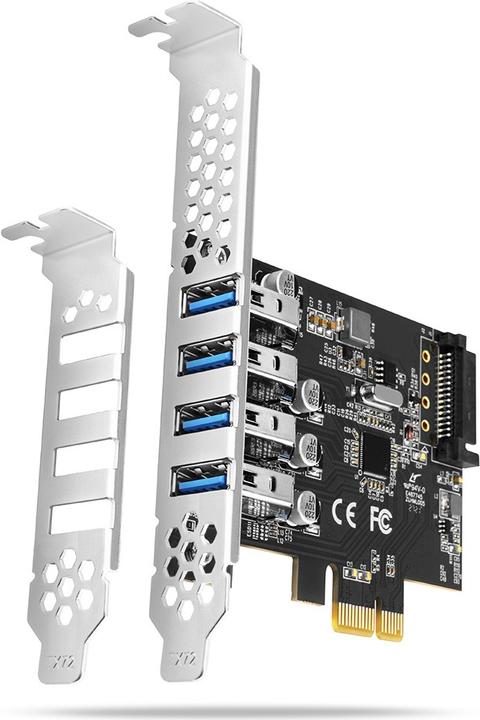 Axagon PCEU-43RS PCIe Adapter 4x USB3.0 UASP VIA, 15-pin SATA Stromversorgung