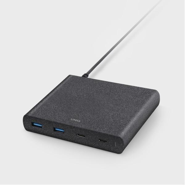 Produktbild Uniq HUB Surge Charger 2x USB Quick Charge 3.0 + 2x USB-C PD 3.0 90W Juoda (90 W)