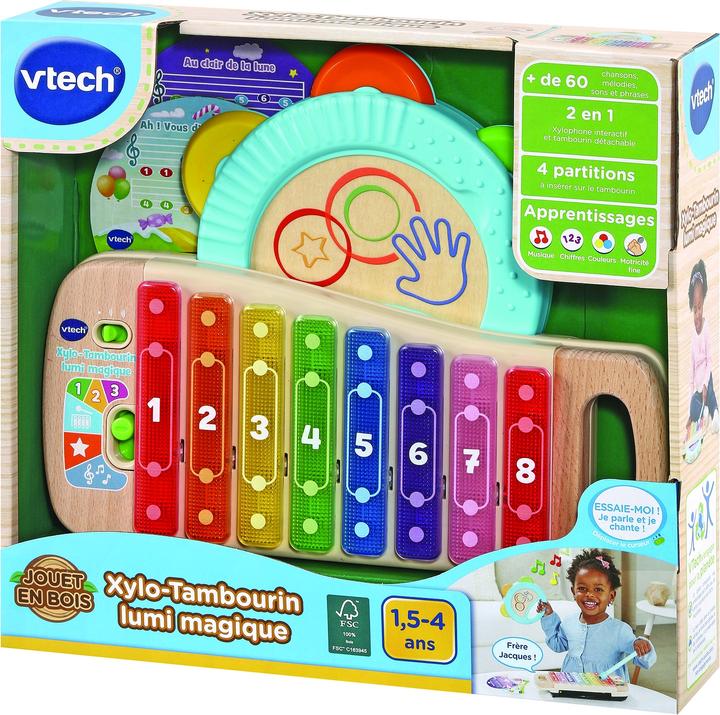 Produktbild VTech Xylo-Tambourin lumi magique (jouet bois FSC ®) (Französisch)