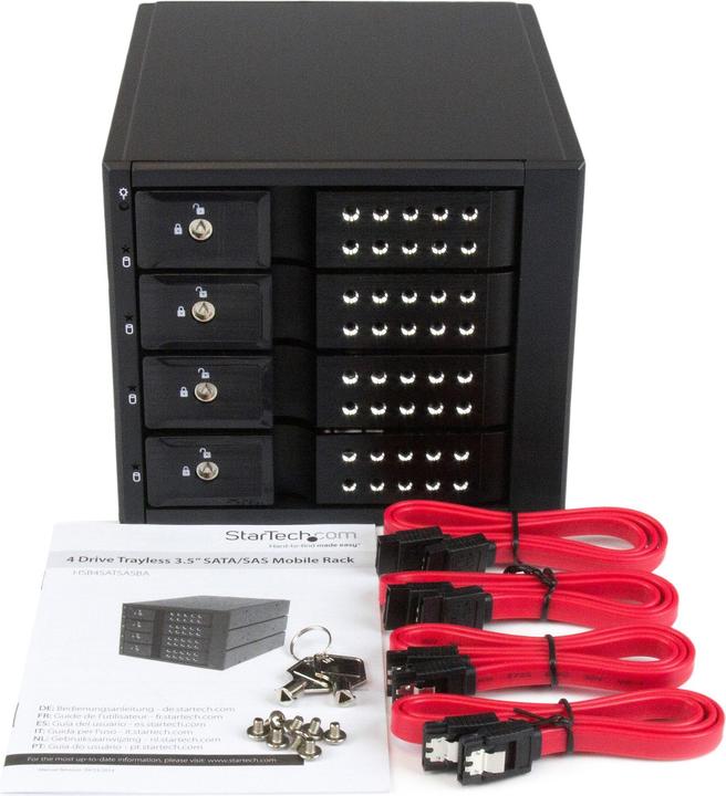 Actual product image StarTech 4-fold 3.5" carrierless SATA hard disk drive aluminium removable frame