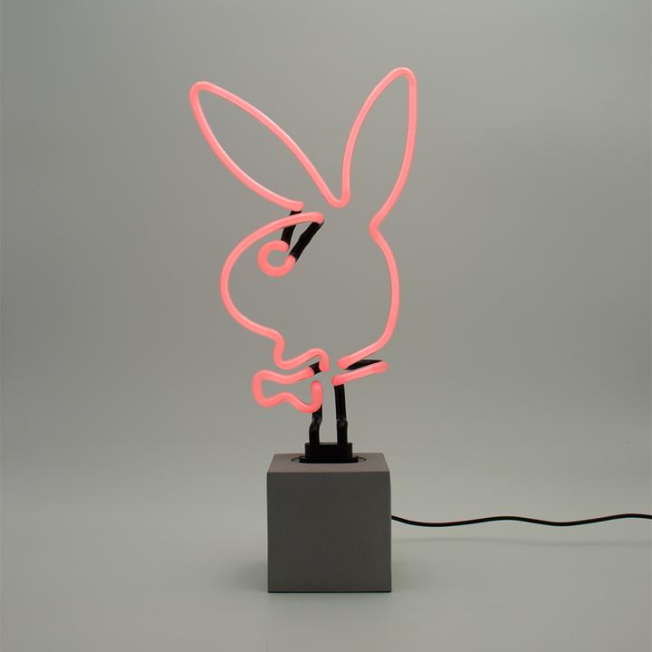 Image du produit Locomocean Lampe de table en verre néon avec socle en béton - Playboy Bunny rose