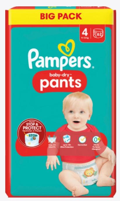 Produktbild Pampers Baby Pants Dry (Gr. 4, Tragepack, 62 Stück)