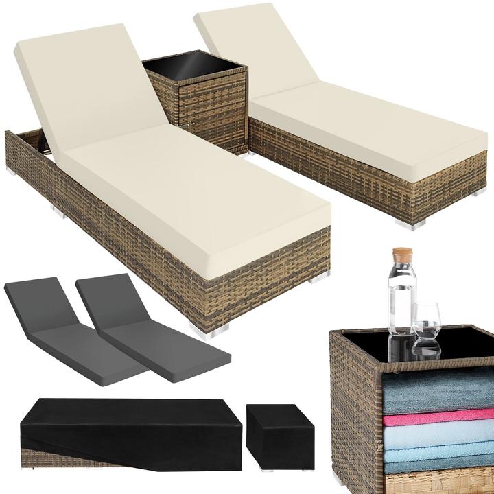 Produktbild tectake Sonnenliegen Rattan (184 cm)