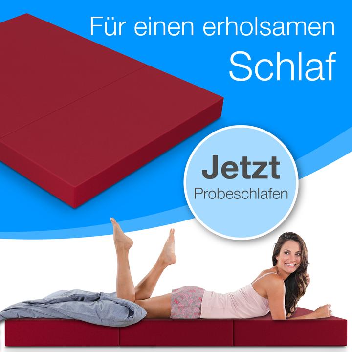 Produktbild Bestschlaf Klappmatratze, 3-teilige Faltmatratze, Reisebett, Gästematratze (140 x 195 cm, Schaumstoffkern)