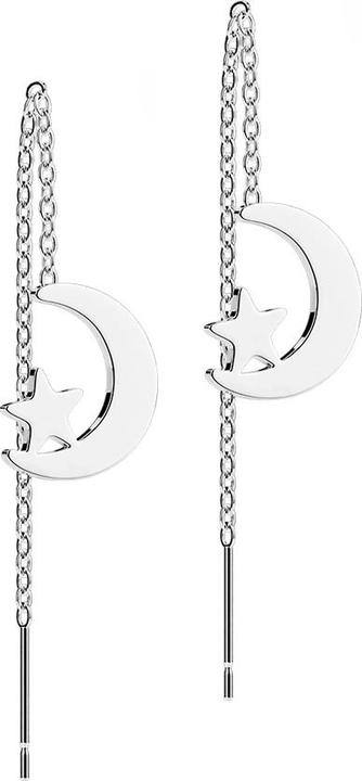 Produktbild Star Piercing Ohrstecker silber freifallende Mond und Stern (ohne Messing, Chirurgenstahl 316L)