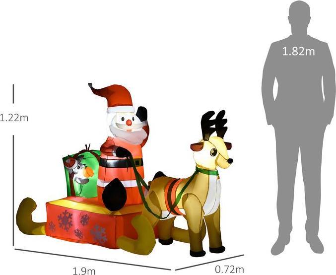 Actual product image Swisshandel24 Aufblasbar Weihnachtsdeko 1,22 m Weihnachtsmann mit LED-Beleuchtung Gartendeko