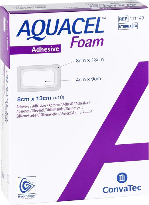 Produktbild Aquacel Ag Schaumverband adhäsiv 8x13cm (10 x)