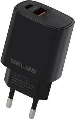 Actual product image Beline Ład. siec. 1x USB-C + 1x USB 20W czarna /black (only head) PD 3.0 + QC 3.0 BLN2CB20 (20 W)