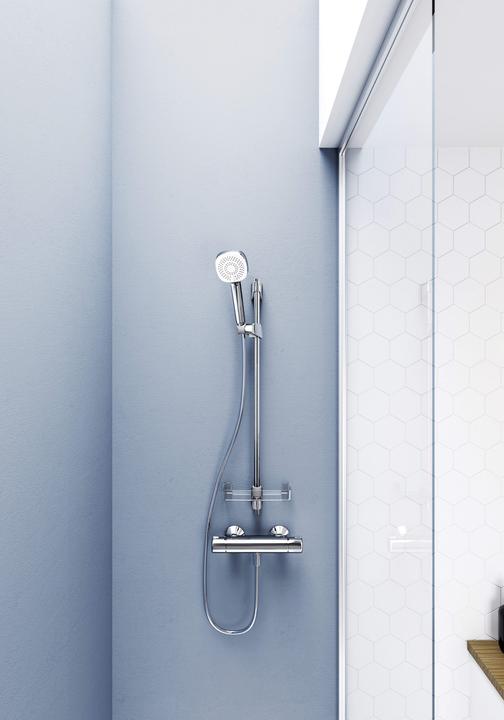 Produktbild Hansa Hansabasicjet Style Wandstangen-Brausenset, Wandmontage, 3-strahlig, 720 mm, chrom (3 Strahlarten, 18 l/min)