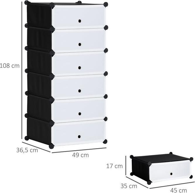 Immagine prodotto Swisshandel24 Schuhregal für 6 Paar Schuhe Schuhkarton Aufbewahrung von Schuhen Schwarz+Weiss